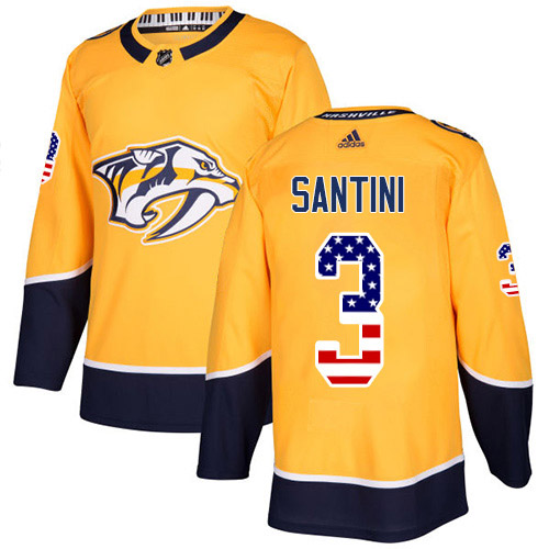Adidas Nashville Predators #3 Steven Santini Yellow Home Authentic USA Flag Stitched Youth NHL Jersey-0
